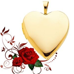 14K Yellow Gold Heart Locket Pendant